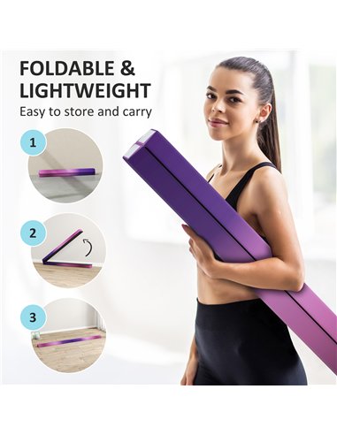 SPORTNOW 7.7ft Folding Gymnastics Beam, Floor Balance Beam for Kids with Anti-Slip Base, Gymnastics Equipment for Home, Purple