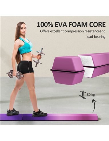 SPORTNOW 7.7ft Folding Gymnastics Beam, Floor Balance Beam for Kids with Anti-Slip Base, Gymnastics Equipment for Home, Purple
