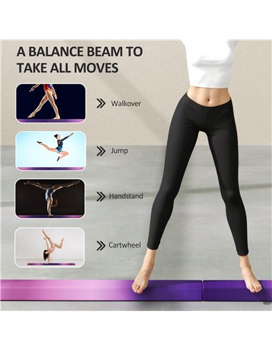 SPORTNOW 7.7ft Folding Gymnastics Beam, Floor Balance Beam for Kids with Anti-Slip Base, Gymnastics Equipment for Home, Purple