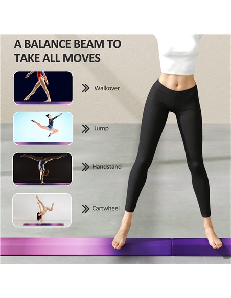 SPORTNOW 7.7ft Folding Gymnastics Beam, Floor Balance Beam for Kids with Anti-Slip Base, Gymnastics Equipment for Home, Purple - pic 123417 | FastDaddyshop