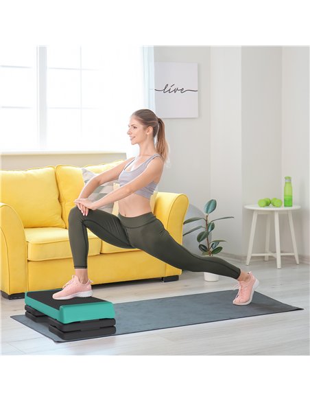 SPORTNOW Adjustable Fitness Stepper, with Non-Slip Surface, for Home, Gym, Office Workout, Green - pic 123430 | FastDaddyshop