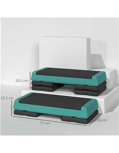 SPORTNOW Adjustable Fitness Stepper, with Non-Slip Surface, for Home, Gym, Office Workout, Green