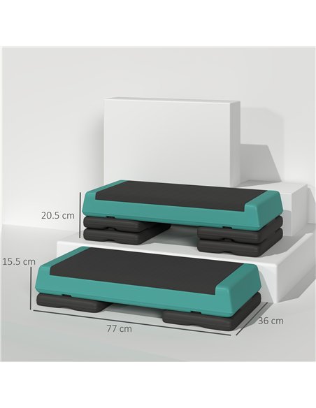 SPORTNOW Adjustable Fitness Stepper, with Non-Slip Surface, for Home, Gym, Office Workout, Green - pic 123431 | FastDaddyshop