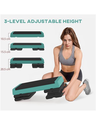 SPORTNOW Adjustable Fitness Stepper, with Non-Slip Surface, for Home, Gym, Office Workout, Green