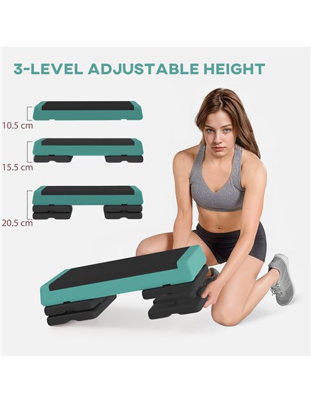 SPORTNOW Adjustable Fitness Stepper, with Non-Slip Surface, for Home, Gym, Office Workout, Green - pic 123432 | FastDaddyshop