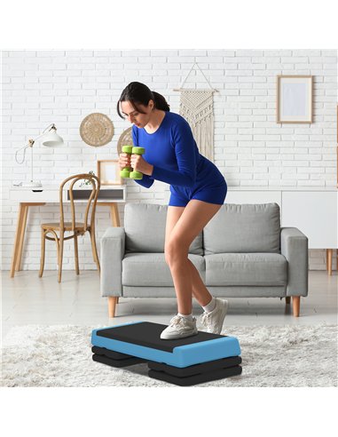 SPORTNOW Adjustable Fitness Stepper, with Non-Slip Surface, for Home, Gym, Office Workout, Light Blue