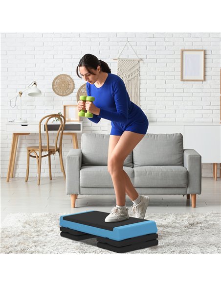 SPORTNOW Adjustable Fitness Stepper, with Non-Slip Surface, for Home, Gym, Office Workout, Light Blue - pic 123439 | FastDaddyshop
