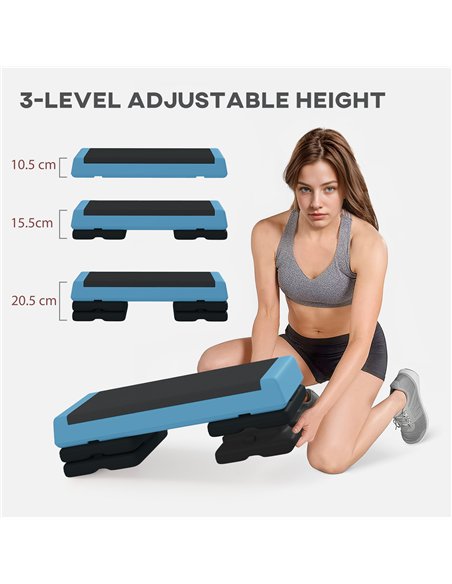SPORTNOW Adjustable Fitness Stepper, with Non-Slip Surface, for Home, Gym, Office Workout, Light Blue - pic 123441 | FastDaddyshop