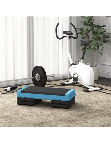 SPORTNOW Adjustable Fitness Stepper, with Non-Slip Surface, for Home, Gym, Office Workout, Light Blue - pic 123444 | FastDaddyshop