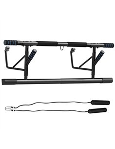 SPORTNOW Pull-Up Bar Doorway, No Drilling Chin-Up Bar Push Up Stand with Resistance Bands and Padded Handles for Home Gym Exerci