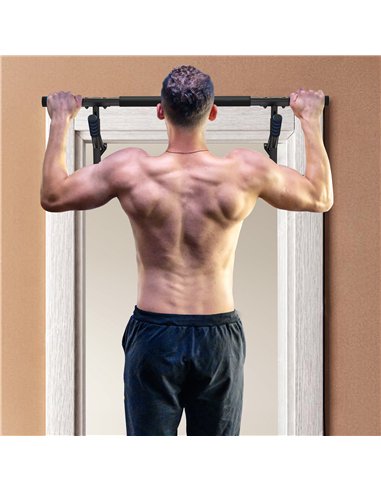 SPORTNOW Pull-Up Bar Doorway, No Drilling Chin-Up Bar Push Up Stand with Resistance Bands and Padded Handles for Home Gym Exerci