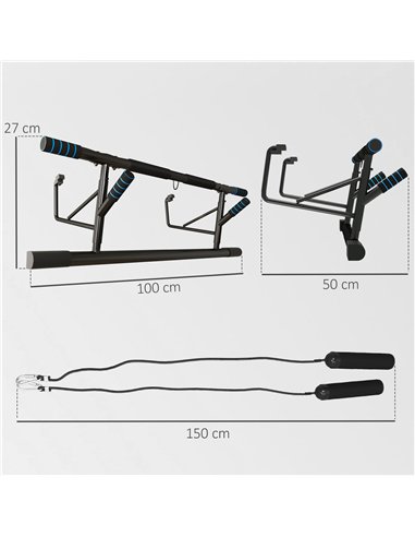 SPORTNOW Pull-Up Bar Doorway, No Drilling Chin-Up Bar Push Up Stand with Resistance Bands and Padded Handles for Home Gym Exerci