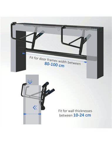 SPORTNOW Pull-Up Bar Doorway, No Drilling Chin-Up Bar Push Up Stand with Resistance Bands and Padded Handles for Home Gym Exerci