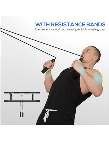 SPORTNOW Pull-Up Bar Doorway, No Drilling Chin-Up Bar Push Up Stand with Resistance Bands and Padded Handles for Home Gym Exerci