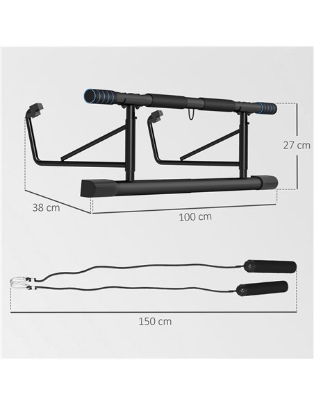 SPORTNOW Pull-Up Bar Doorway with Resistance Bands, No Drilling Chin-Up Bar Push Up Stand with Padded Handles for Home Gym Exerc - pic 123458 | FastDaddyshop