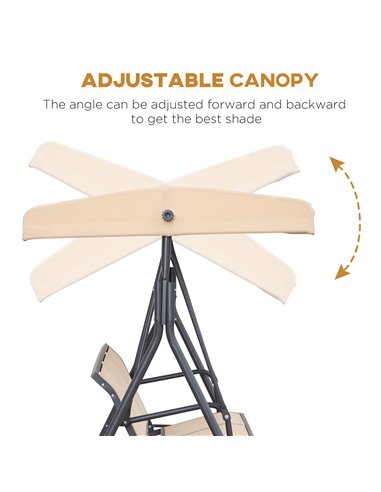 Outsunny 3 Seater Swing Chair Canopy Replacement Outdoor Hammock w/ Canopy Steel Frame - Beige