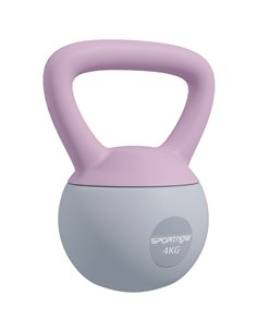 SPORTNOW Soft Kettlebell, 4kg Kettle Bell with Non-Slip Handle for Home Gym Weight Lifting and Strength Training, Purple and Gre