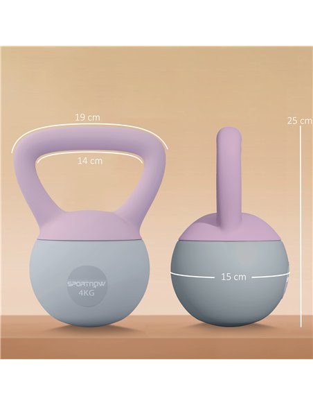 SPORTNOW Soft Kettlebell, 4kg Kettle Bell with Non-Slip Handle for Home Gym Weight Lifting and Strength Training, Purple and Gre - pic 123476 | FastDaddyshop