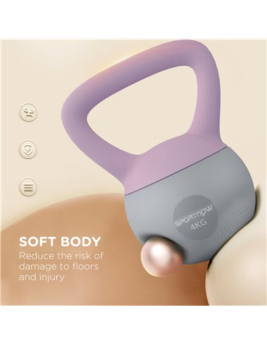 SPORTNOW Soft Kettlebell, 4kg Kettle Bell with Non-Slip Handle for Home Gym Weight Lifting and Strength Training, Purple and Gre