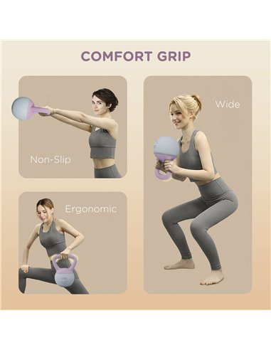SPORTNOW Soft Kettlebell, 4kg Kettle Bell with Non-Slip Handle for Home Gym Weight Lifting and Strength Training, Purple and Gre