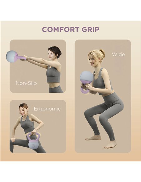 SPORTNOW Soft Kettlebell, 4kg Kettle Bell with Non-Slip Handle for Home Gym Weight Lifting and Strength Training, Purple and Gre - pic 123478 | FastDaddyshop