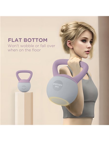 SPORTNOW Soft Kettlebell, 4kg Kettle Bell with Non-Slip Handle for Home Gym Weight Lifting and Strength Training, Purple and Gre - pic 123479 | FastDaddyshop