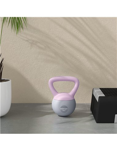 SPORTNOW Soft Kettlebell, 4kg Kettle Bell with Non-Slip Handle for Home Gym Weight Lifting and Strength Training, Purple and Gre