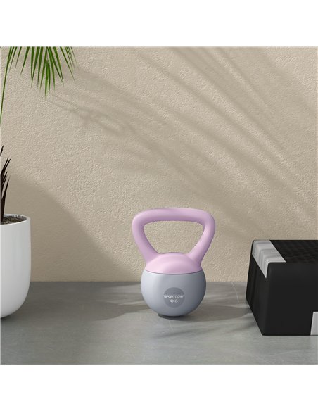 SPORTNOW Soft Kettlebell, 4kg Kettle Bell with Non-Slip Handle for Home Gym Weight Lifting and Strength Training, Purple and Gre - pic 123480 | FastDaddyshop