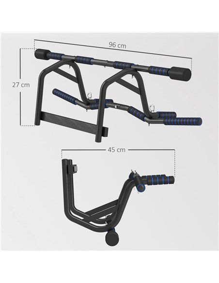 SPORTNOW Multi-Grip Doorway Pull Up Bar with Non-Slip Grips, Chin Up Bar with Anti-Fall Slot for Indoor Gym Upper Body Workout - pic 123485 | FastDaddyshop