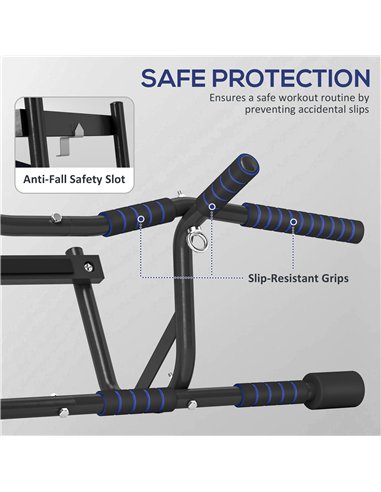 SPORTNOW Multi-Grip Doorway Pull Up Bar with Non-Slip Grips, Chin Up Bar with Anti-Fall Slot for Indoor Gym Upper Body Workout