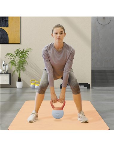 SPORTNOW Soft Kettlebell, 4kg Kettle Bell with Non-Slip Handle for Home Gym Weight Lifting and Strength Training, Orange and Gre