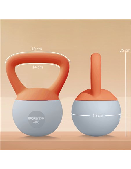 SPORTNOW Soft Kettlebell, 4kg Kettle Bell with Non-Slip Handle for Home Gym Weight Lifting and Strength Training, Orange and Gre - pic 123494 | FastDaddyshop