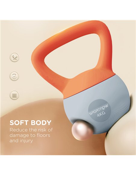 SPORTNOW Soft Kettlebell, 4kg Kettle Bell with Non-Slip Handle for Home Gym Weight Lifting and Strength Training, Orange and Gre - pic 123495 | FastDaddyshop