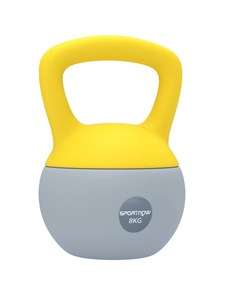 SPORTNOW Soft Kettlebell, 8kg Kettle Bell with Non-Slip Handle for Home Gym Weight Lifting and Strength Training, Yellow and Gre - pic 123501 | FastDaddyshop