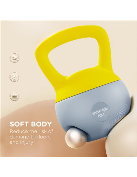 SPORTNOW Soft Kettlebell, 8kg Kettle Bell with Non-Slip Handle for Home Gym Weight Lifting and Strength Training, Yellow and Gre - pic 123504 | FastDaddyshop
