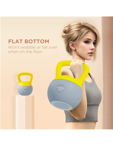 SPORTNOW Soft Kettlebell, 8kg Kettle Bell with Non-Slip Handle for Home Gym Weight Lifting and Strength Training, Yellow and Gre