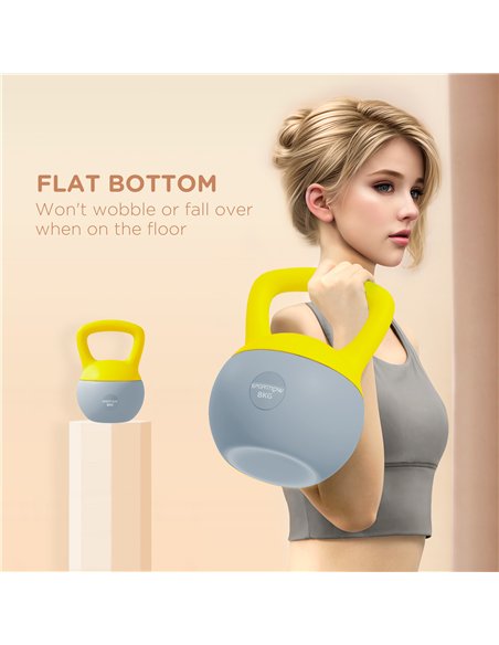 SPORTNOW Soft Kettlebell, 8kg Kettle Bell with Non-Slip Handle for Home Gym Weight Lifting and Strength Training, Yellow and Gre - pic 123506 | FastDaddyshop