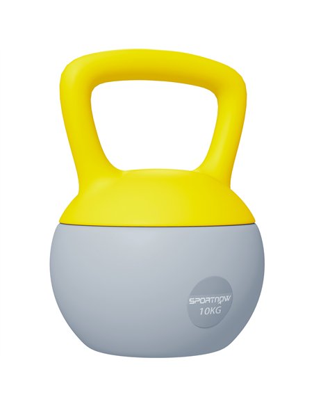 SPORTNOW Soft Kettlebell, 10kg Kettle Bell with Non-Slip Handle for Home Gym Weight Lifting and Strength Training, Yellow and Gr - pic 123510 | FastDaddyshop