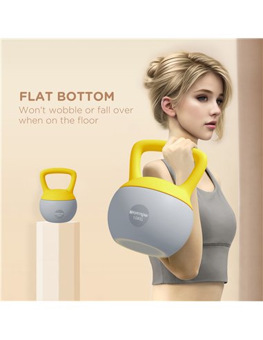 SPORTNOW Soft Kettlebell, 10kg Kettle Bell with Non-Slip Handle for Home Gym Weight Lifting and Strength Training, Yellow and Gr