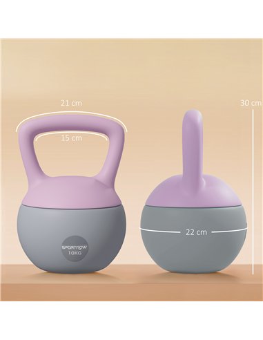 SPORTNOW Soft Kettlebell, 10kg Kettle Bell with Non-Slip Handle for Home Gym Weight Lifting and Strength Training, Purple and Gr