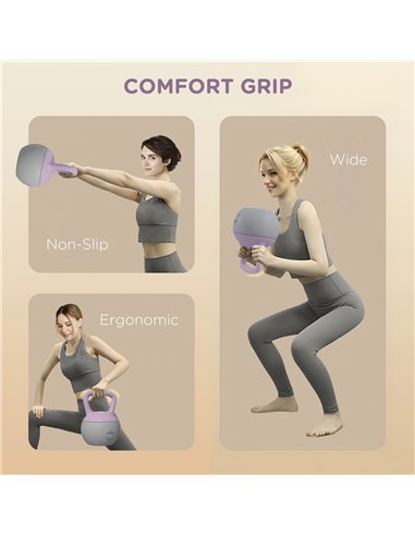SPORTNOW Soft Kettlebell, 10kg Kettle Bell with Non-Slip Handle for Home Gym Weight Lifting and Strength Training, Purple and Gr