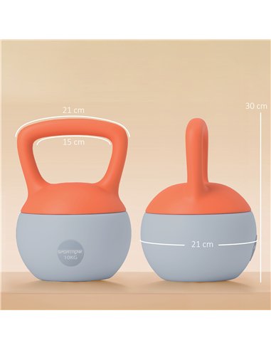 SPORTNOW Soft Kettlebell, 10kg Kettle Bell with Non-Slip Handle for Home Gym Weight Lifting and Strength Training, Orange and Gr