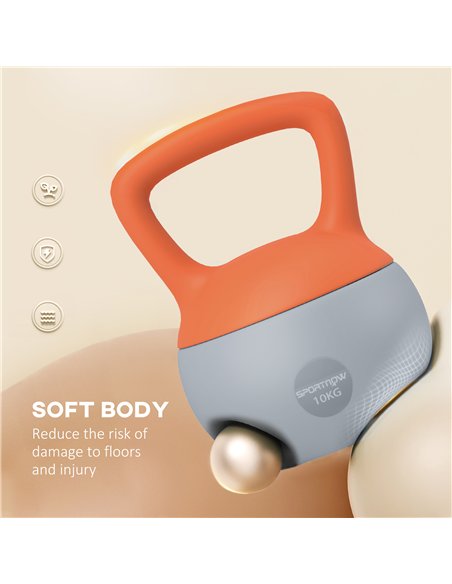 SPORTNOW Soft Kettlebell, 10kg Kettle Bell with Non-Slip Handle for Home Gym Weight Lifting and Strength Training, Orange and Gr - pic 123531 | FastDaddyshop