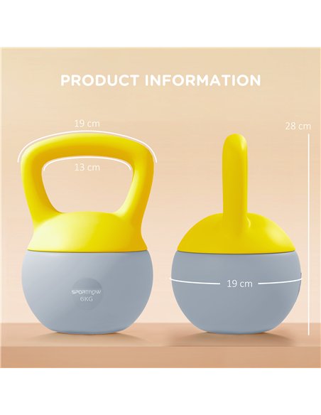 SPORTNOW Soft Kettlebell, 6kg Kettle Bell with Non-Slip Handle for Home Gym Weight Lifting and Strength Training, Yellow and Gre - pic 123539 | FastDaddyshop