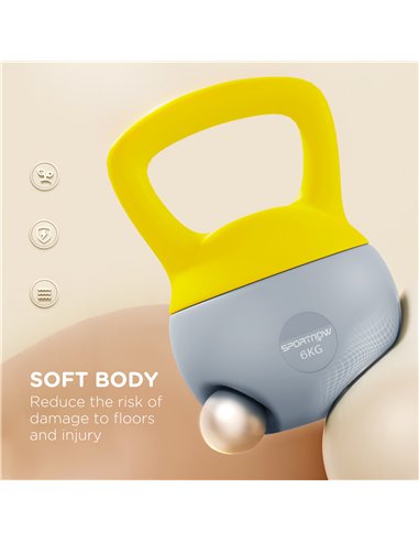 SPORTNOW Soft Kettlebell, 6kg Kettle Bell with Non-Slip Handle for Home Gym Weight Lifting and Strength Training, Yellow and Gre