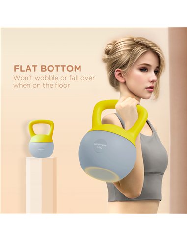 SPORTNOW Soft Kettlebell, 6kg Kettle Bell with Non-Slip Handle for Home Gym Weight Lifting and Strength Training, Yellow and Gre