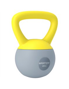 SPORTNOW Soft Kettlebell, 4kg Kettle Bell with Non-Slip Handle for Home Gym Weight Lifting and Strength Training, Yellow and Gre