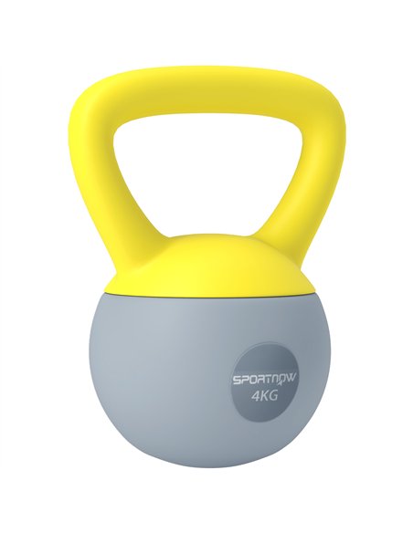 SPORTNOW Soft Kettlebell, 4kg Kettle Bell with Non-Slip Handle for Home Gym Weight Lifting and Strength Training, Yellow and Gre - pic 123546 | FastDaddyshop
