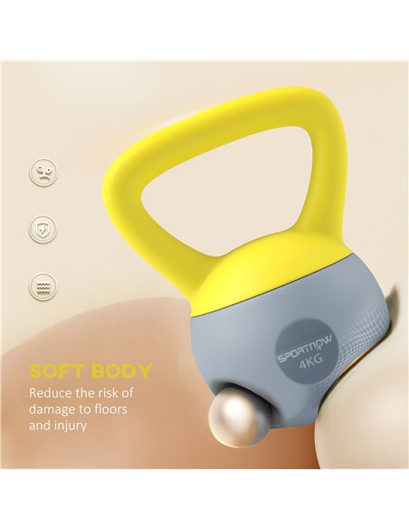 SPORTNOW Soft Kettlebell, 4kg Kettle Bell with Non-Slip Handle for Home Gym Weight Lifting and Strength Training, Yellow and Gre - pic 123549 | FastDaddyshop