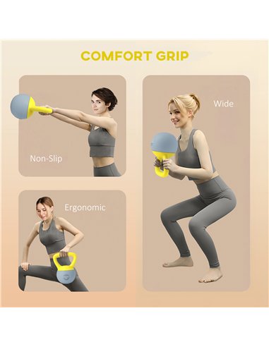 SPORTNOW Soft Kettlebell, 4kg Kettle Bell with Non-Slip Handle for Home Gym Weight Lifting and Strength Training, Yellow and Gre